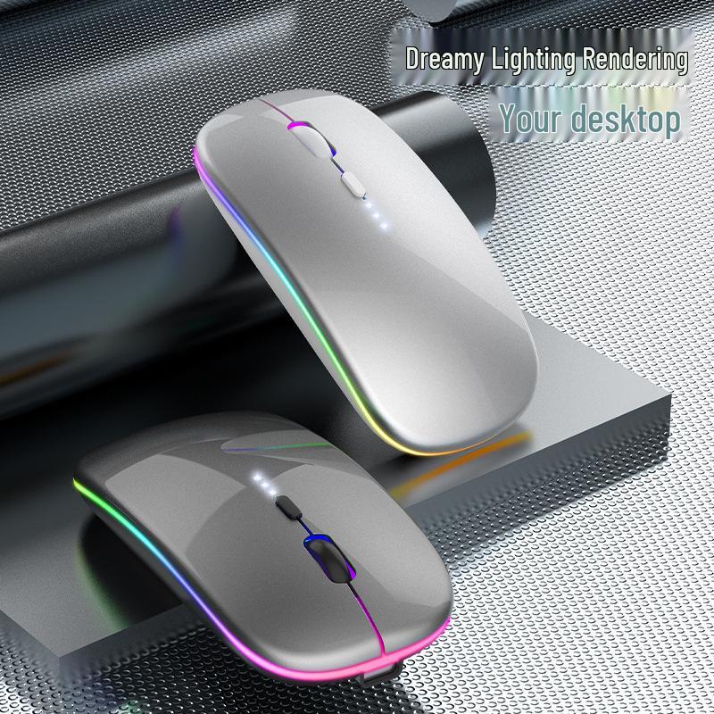 Wireless Dual-Mode Silent Bluetooth 2.4G Photoelectric Mouse with Rechargeable Power Display.