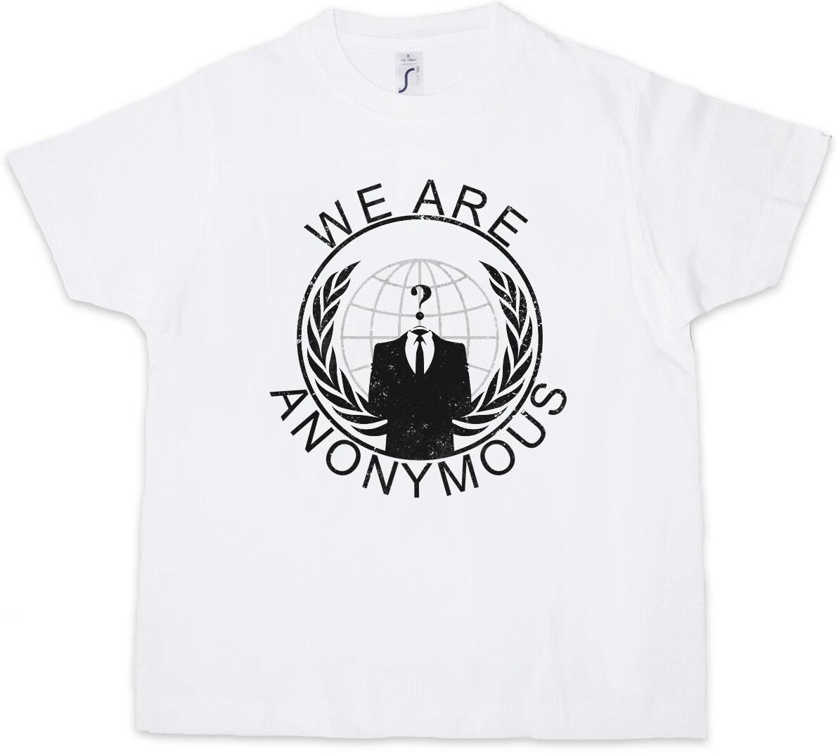 ANONYMOUS GLOBE LOGO Kids Boys T-Shirt We Are Guy For Fawkes Hacker Vendetta- 120