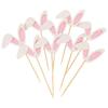 12pcs Easter Bunny Ears Cupcake Toppers Happy Easter Cute Rabbit Cake Topper Food Picks Kids Birthday Party Decoration Supplies