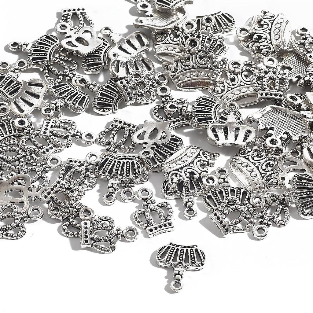 20-50Pcs Charms Crown Multi Size Antique Silver Color Plated Pendants Making DIY Handmade Jewelry Making