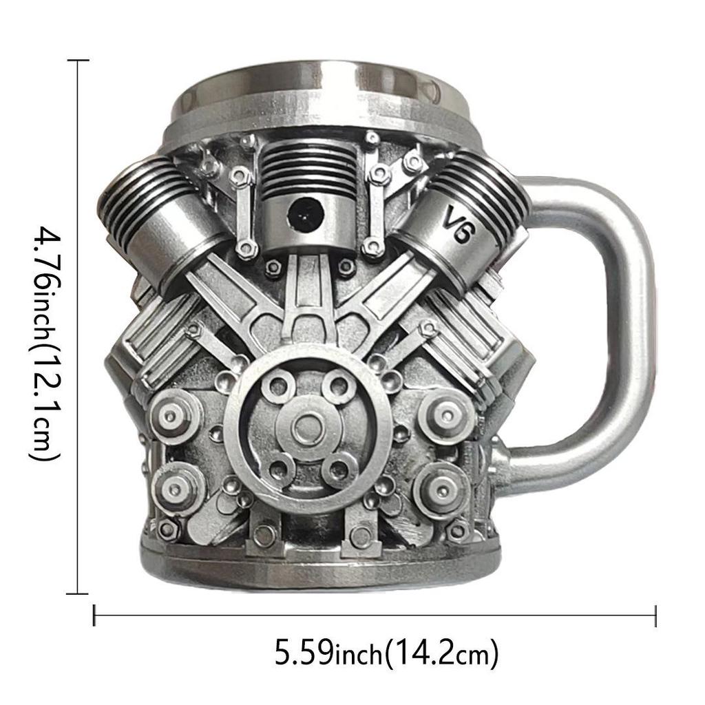 V8 Cup V6 Creative Resin Mug: High-End Mechanical Engine Ornament