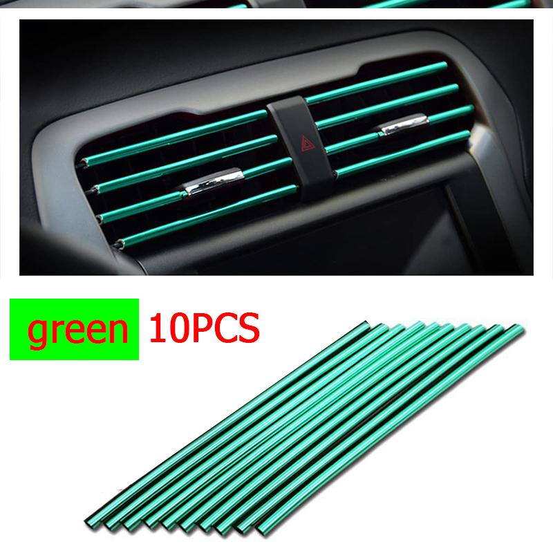 10Pcs Colorful Car Air Conditioner Vent Outlet Trim Decor Strips U Shape Moulding PVC  Colorful Shiny Car Trim Strips Decoration
