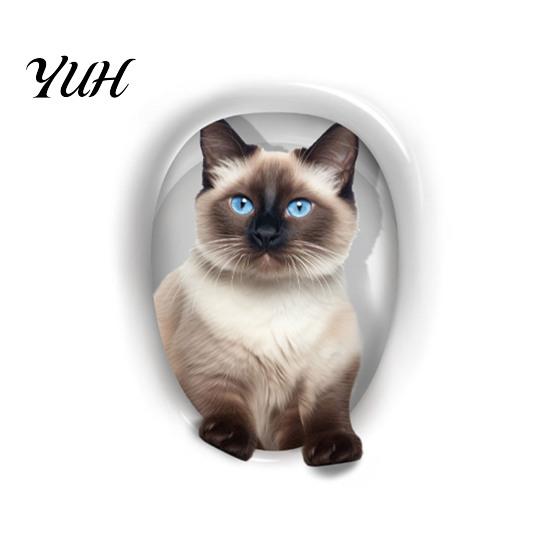 Abnehmbare PVC-Toilettenaufkleber 3D Cartoon Katze Aufkleber, Wasserdichte Niedliche Tier Deckel Kreative Sitzfläche Kunst Aufkleber, Lustige Selbstklebende Badezimmer Wand