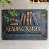 Metal Wall Art Vintage Decor Retro Book Lover Library Plaque Gift