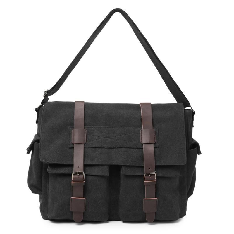 Canvas Bag Business Shoulder Crossbody Bag Large Capacity Lightweight Contrast Color Student Bag