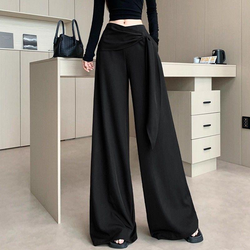 Damen Palazzo-Hose mit hoher Taille und Schnürung, Design Frühling/Sommer 2026, Figurschmeichelnder Fall, Bodenlang, Lässiger Vielseitiger Stil.