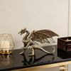 Vintage Winged Dragon Brass Ornaments Copper Dragon With Wing Figurine Collectible Bronze Carved Sculpture For Desktop Decor