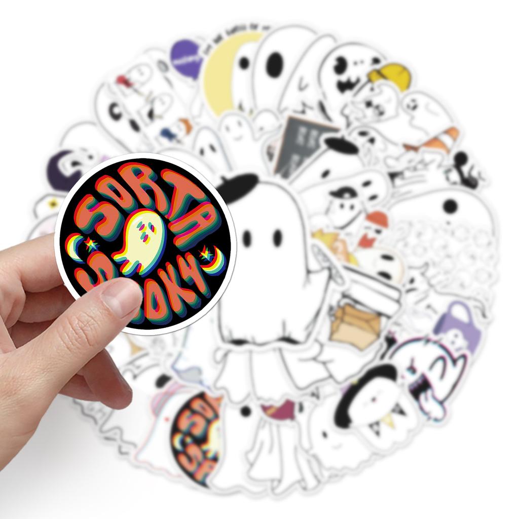50 Cartoon Ghost Doodle Cute Halloween Kids Gauze DIY Skateboard Water Cup Decoration Stickers