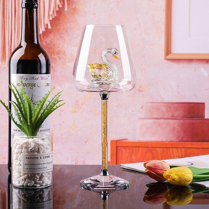 Bicchiere da Vino Cigno di Lusso Europeo, Elegante Calice Alto per Champagne e Vino Rosso per Bar e Feste