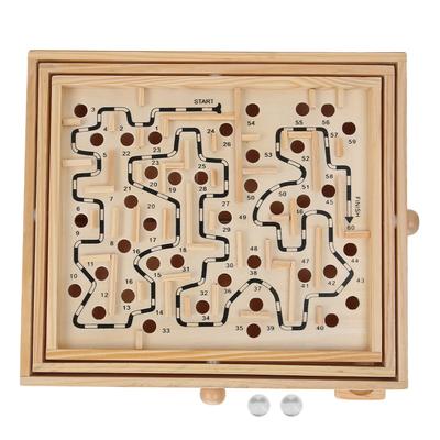 Holzkugelspiel Labyrinth Pädagogisch Fördert Koordination Labyrinth Puzzle Spielzeug für Erwachsene Kinder
