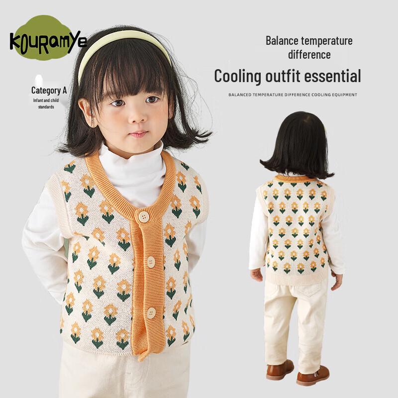 Girls  Floral Knitted Cardigan Vest 100