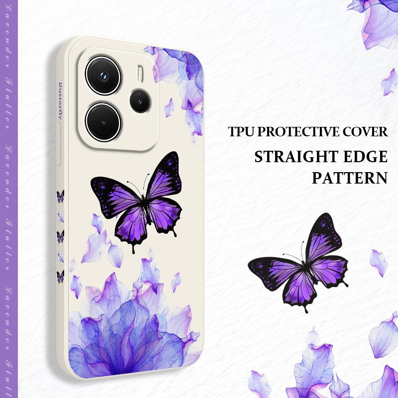 Purple Butterfly Phone Case For Xiaomi Redmi Note 14 13 12 12S 11 11S 10 10S Pro Plus 15 15C 14C 4G 5G Silicone Cover