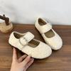 Fleece Flat-soled Fluffy Shoes for Women To Wear Outside 2025 Autumn and Winter New Korean Version of Gentle Fairy Wind Word Mary Jane Cotton Shoes