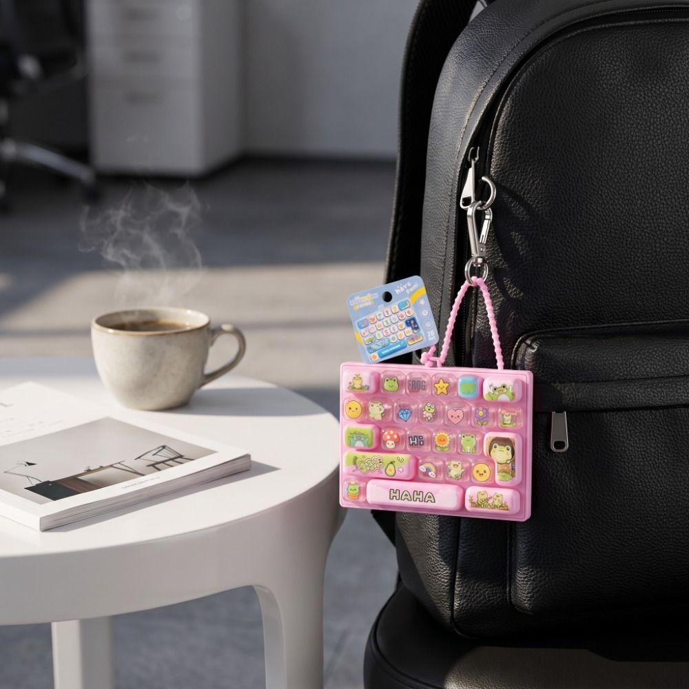 Pressable Keys 26 Keys Keyboard Keychain Animals Theme Candy Color Keycap Keychain Bag Ornaments