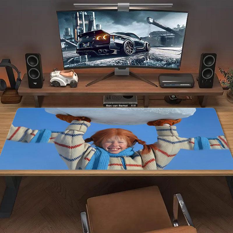 Pippi Longstocking Large Size Mouse Pad Large Gaming Table Cushion Non-slip Laptop Tablet Big Mousepad XXL Mat Mini PC Playmat With Lock edge