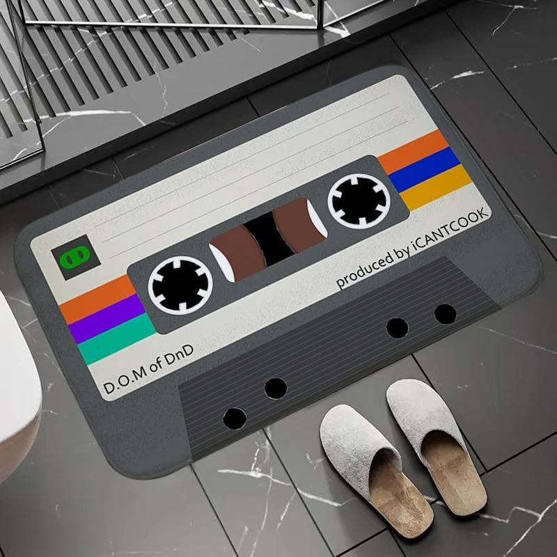 Retro Cassette Tape Bath Mats Super Absorbent Bathroom Carpet Home Entrance Welcome Doormat Rug for Kitchen Non-slip Floor Mat