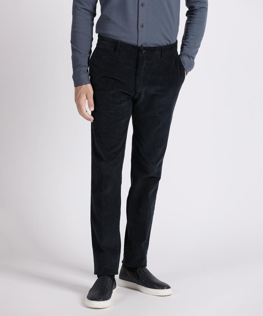 PANICALE Navy Slim Fit Corduroy Pants