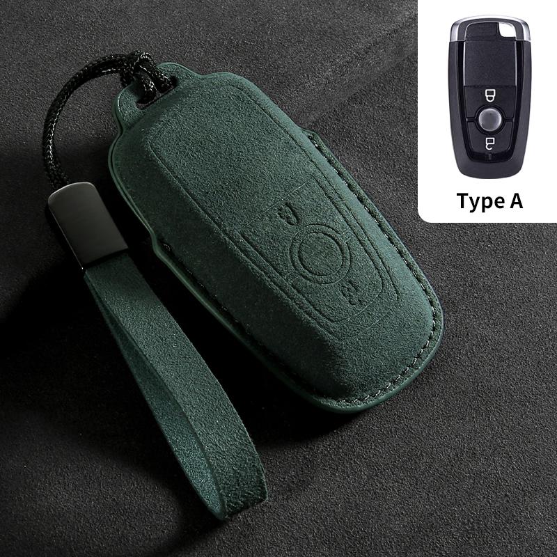 

Leather Car Key Case For Ford Fusion Mustang Explorer F150 F250 F350 Ecosport Edge S-Max Ranger Lincoln Mondeo Keychain Accessoy