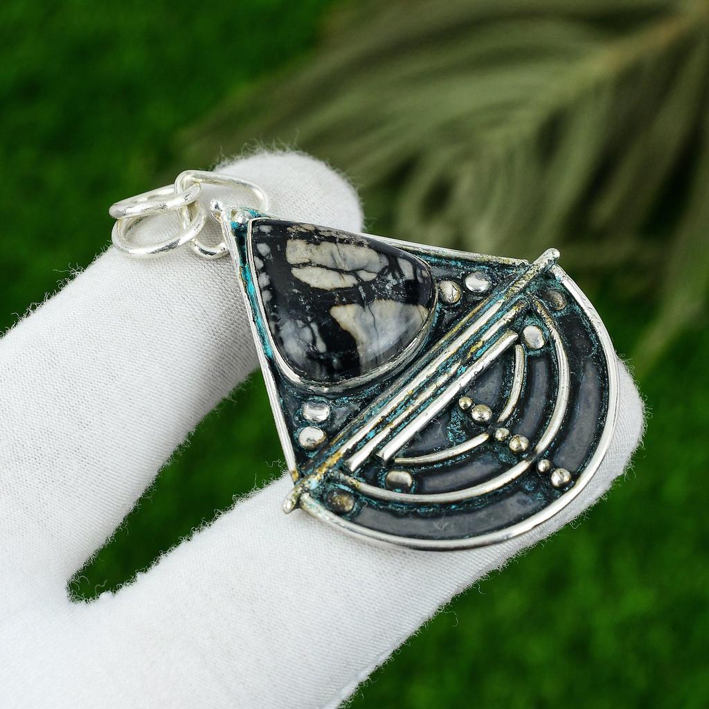 Gift For Her 925 Sterling Silver Natural Picasso Jasper Gemstone Jewelry Pendant