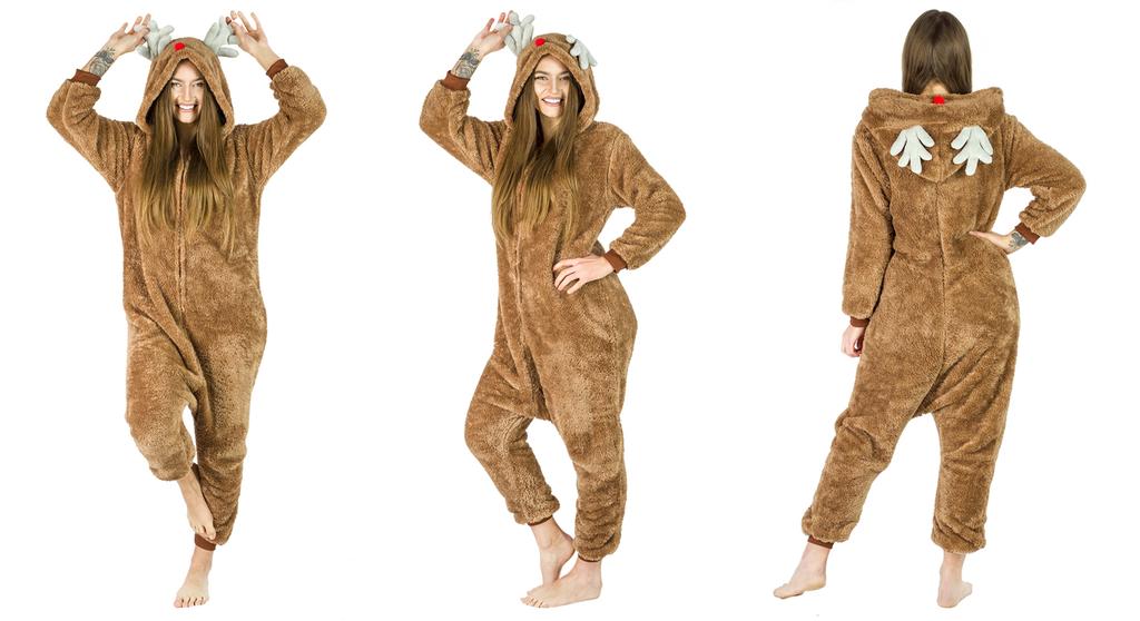 Men's Dark Reindeer Pajamas Gift Kigurumi Onesie One-piece L Onesie Reindeer Costume - XL