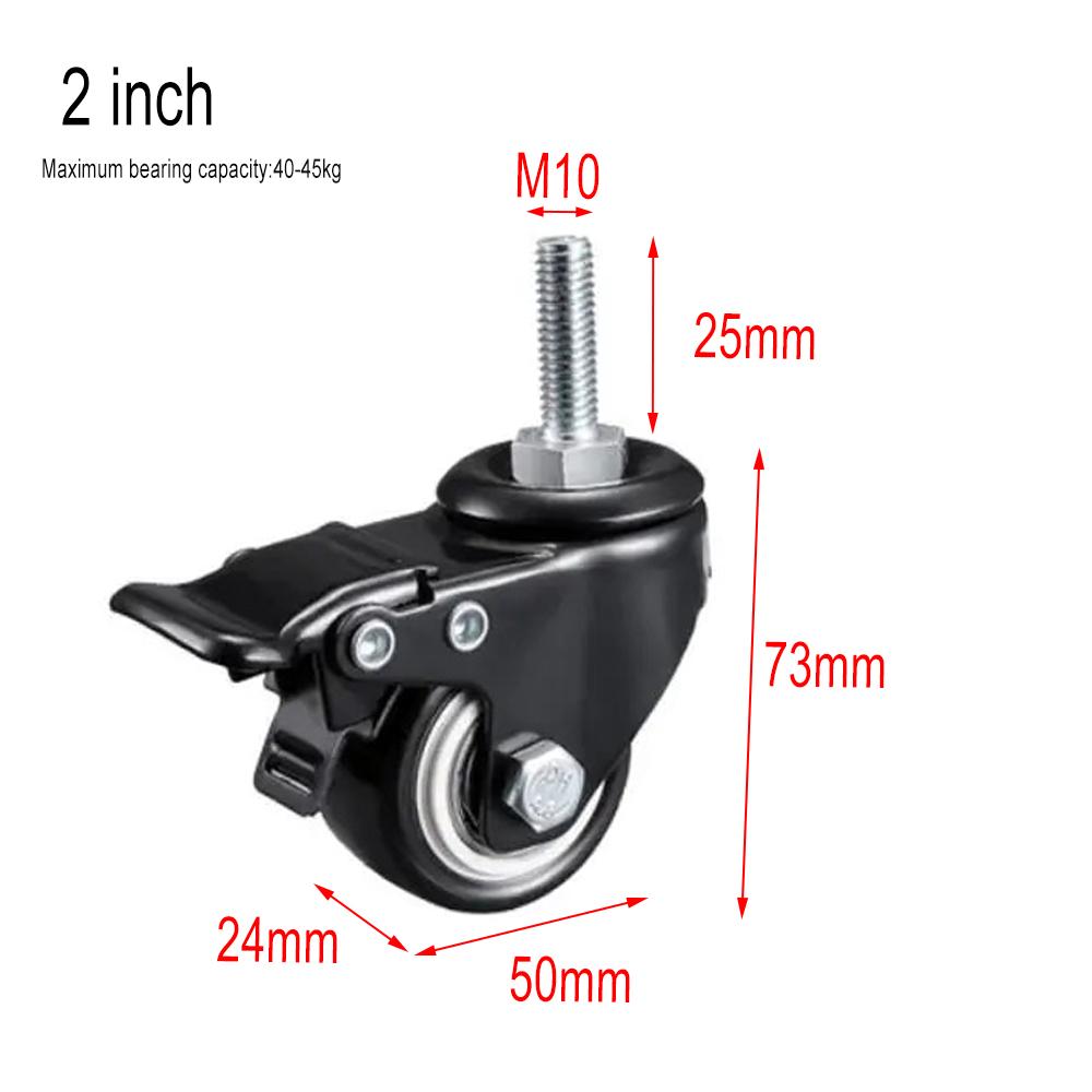 Heavy Duty Casters Rubber Wheels Rollers For Furniture Wheel Caster Wheels 360° Caster Wheel Industrial With Brake 1.5/2 Inch