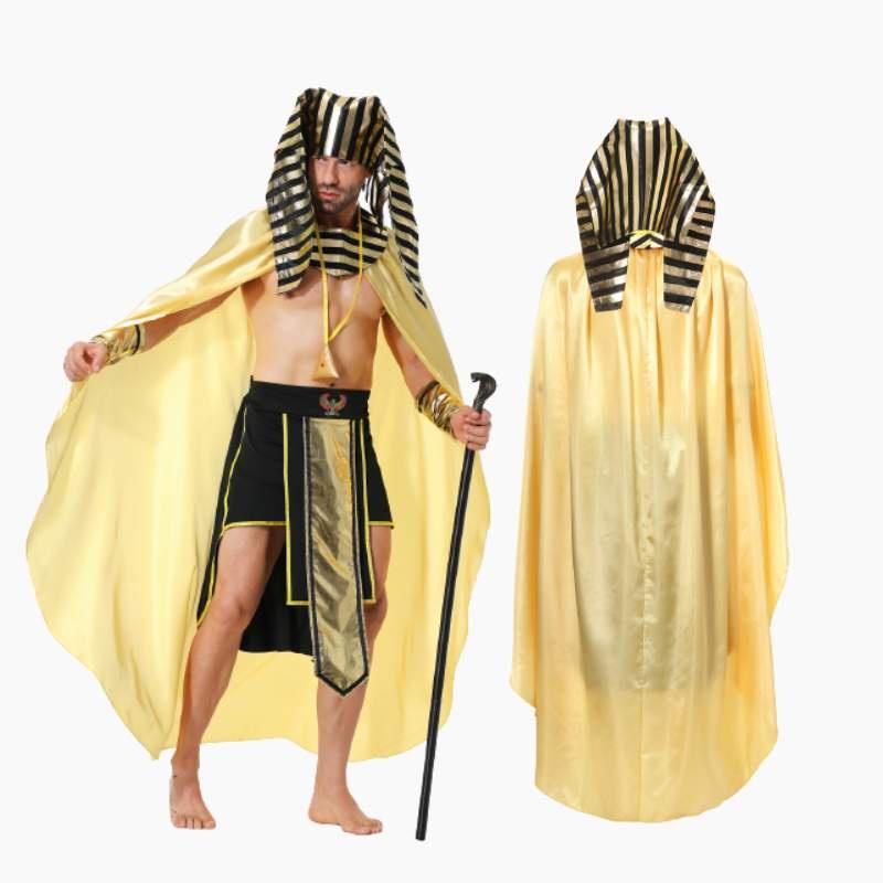 Egyptian Pharaoh Cos Costume For Adults Perfect For Halloween Party Polyester Fiber Material