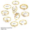 10 Pcs Rings Suit For Women Gold-color Chain Ring Set Bohemian Style Coin Snake Moon Star Party Trend Gift Zircon