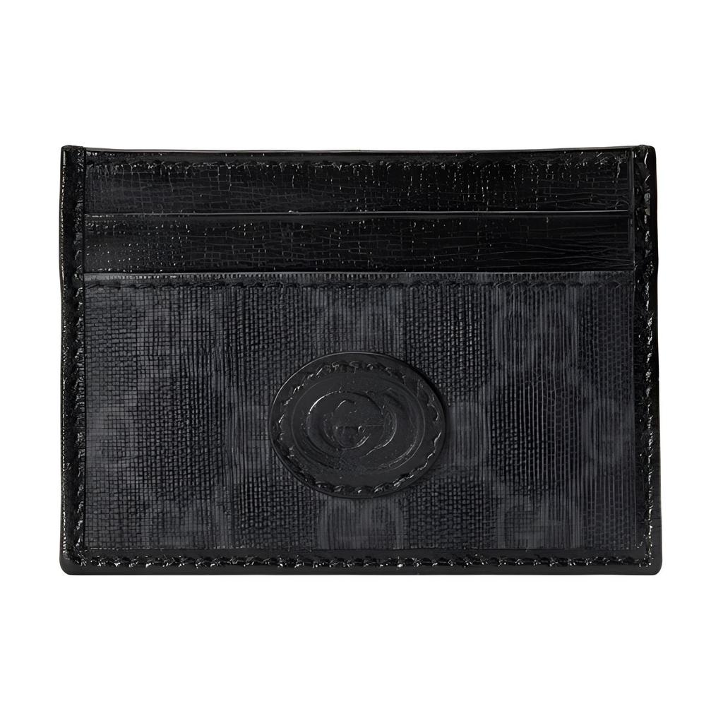 Gucci Logo Embossed Canvas And Leather Trim Wallet Card Holder Men wallet Black 700690-92TCF-1000