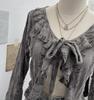 Post-Apocalyptic Style Ruffled Tie-Up Ripped Cardigan, Long-Sleeve Outer Layer
