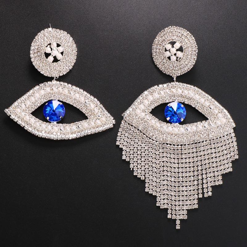 Modische Strass-Ohrringe, Europäische und Amerikanische Persönlichkeit, Übertriebene Teufelsauge-Fransen-Ohrringe, Accessoires, Ohrringe