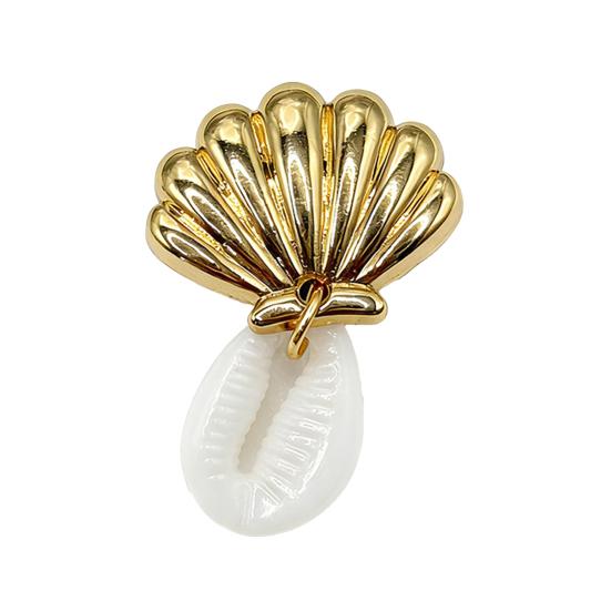 Gold-Toned Shell Shoe Charm, Ocean Themed Summer Shoe Decoration, Seashell Starfish Shoe Charm for Clogs Women Girls Beach Vacation Accessories