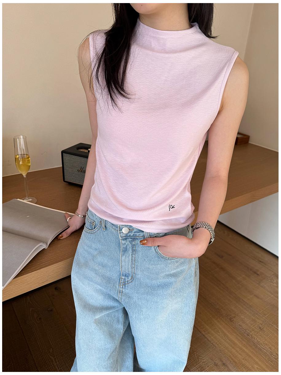 Li Nuo Spring/Summer 2026 Women s Korean Style High Neck Sleeveless Knit Vest - Casual, Versatile, Slimming Medium