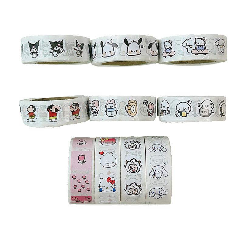 500Pcs/Roll Stickers Kawaii Hello Kitty Melody Kuromi Cinnamoroll Cartoon Kids Reward Stickers Gift Decoration Decals Toys