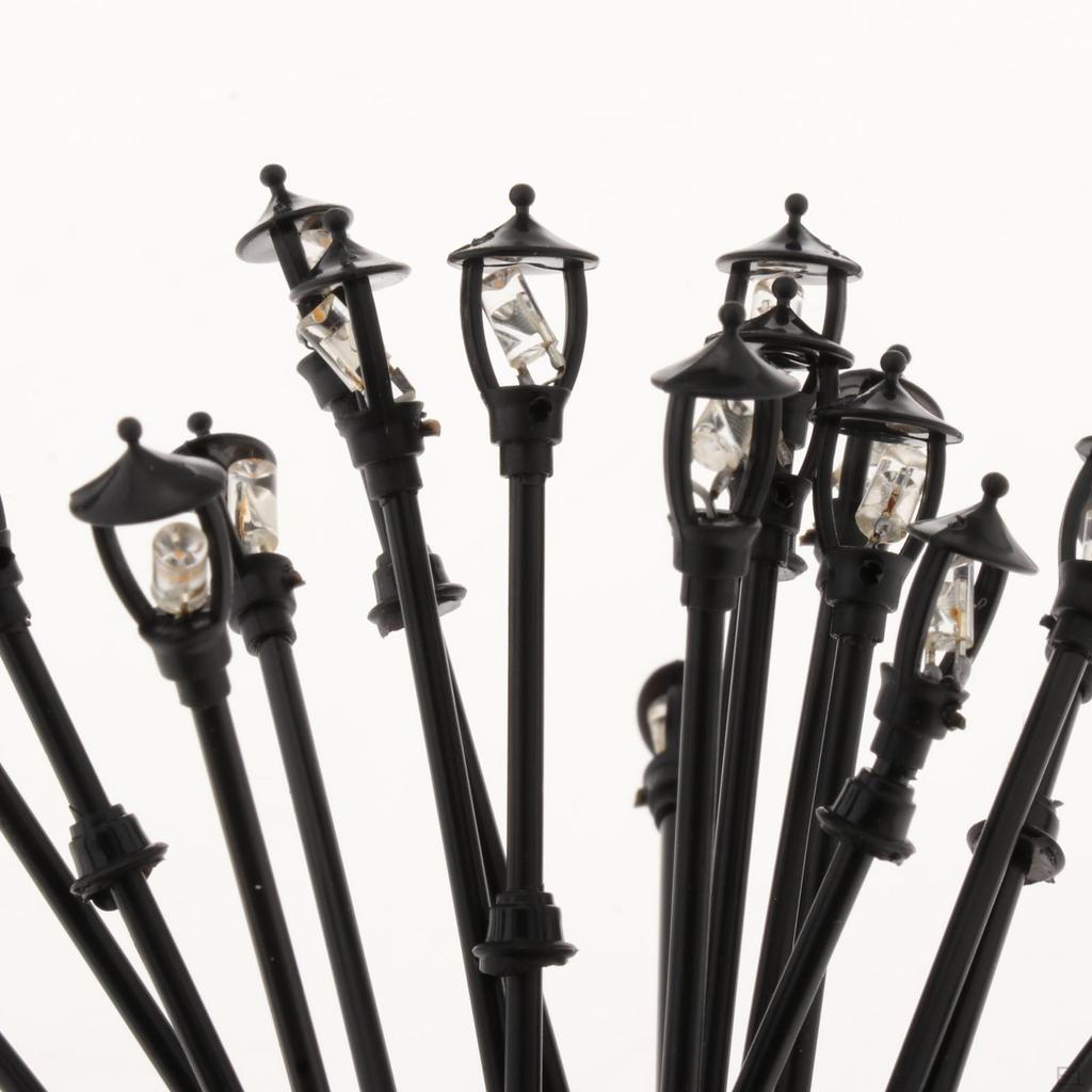 20pcs 1/100th Garden Lamp Model Railroad Train Posts Led Street Light Lamps for Building
