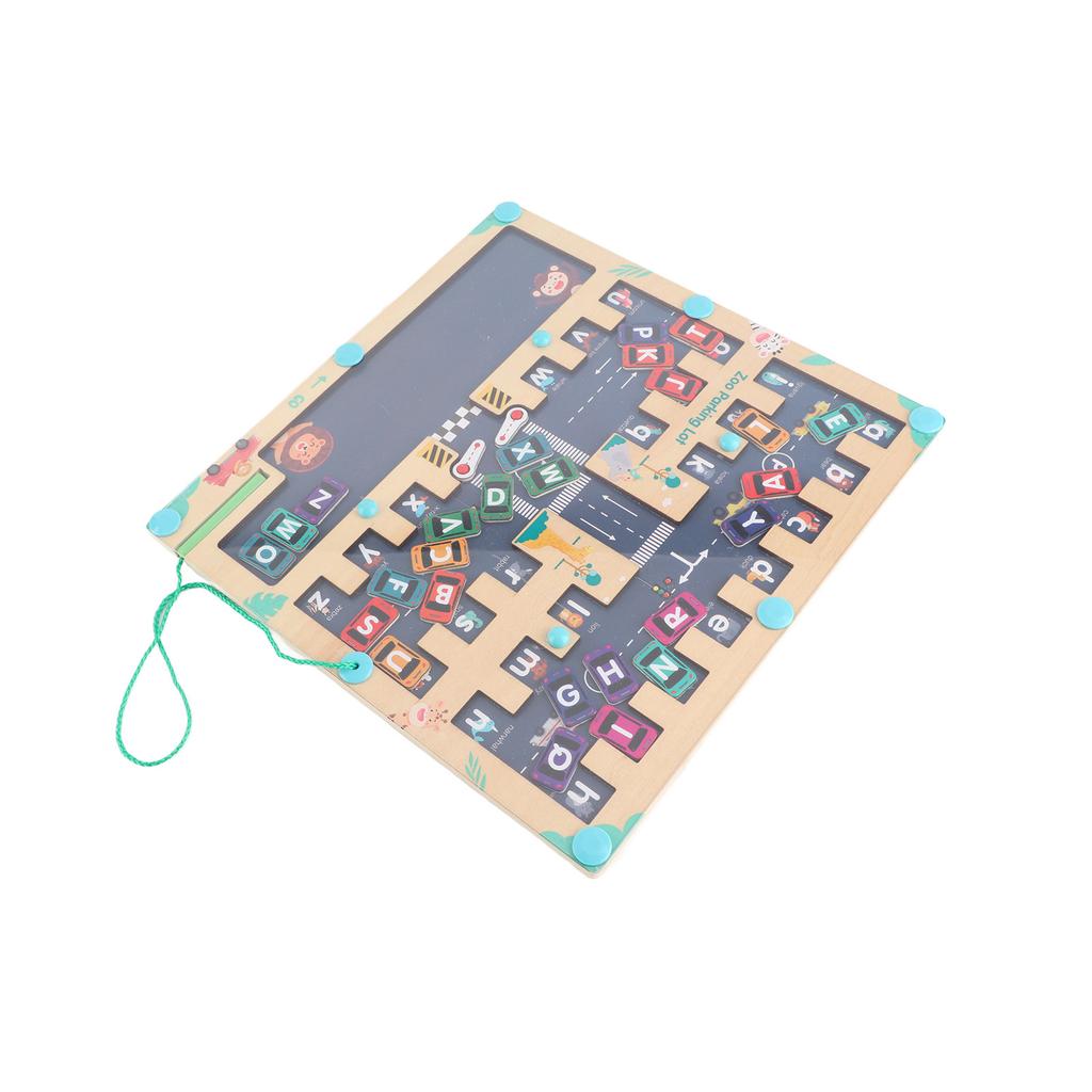 Magnetic Alphabet Wooden Puzzle Board Parking Lot Fine Motor Skill Educational Learning Alphabet