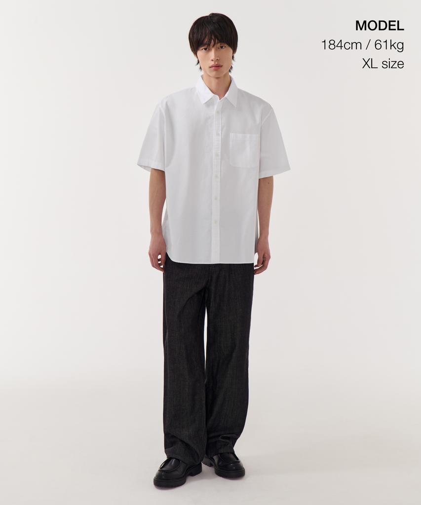 Musinsa Standard Relaxed Oxford Short Sleeve Shirt [White]