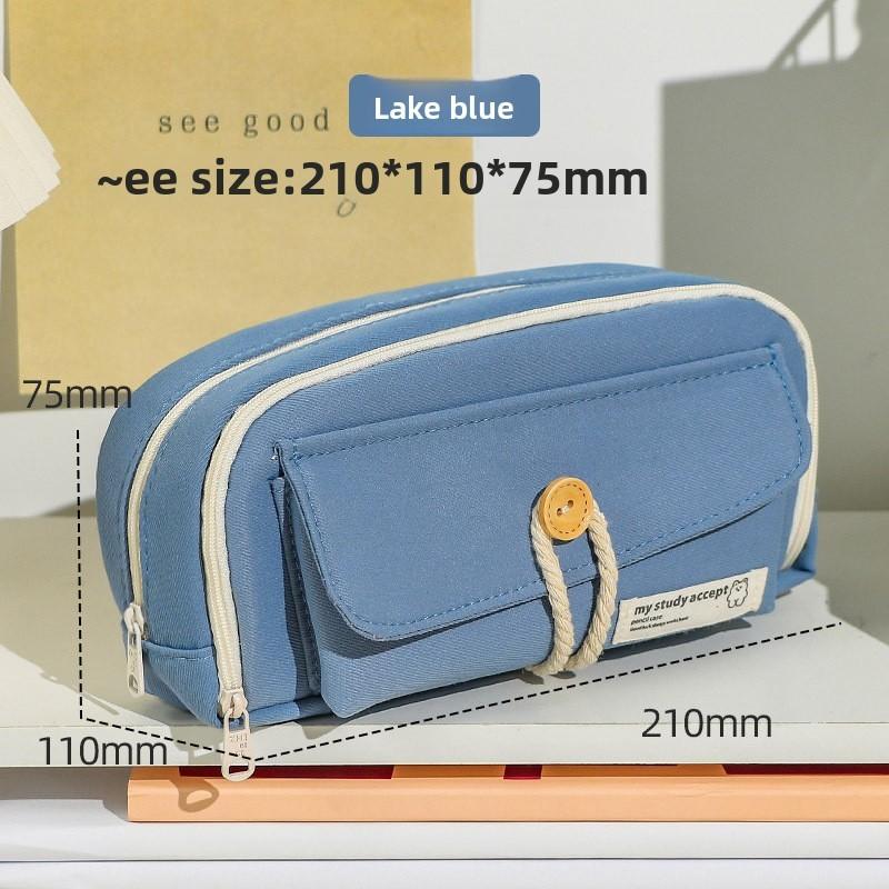 Canvas Pencil Case For Girls With Large Capacity And Simple Design For School And Stationery Storage