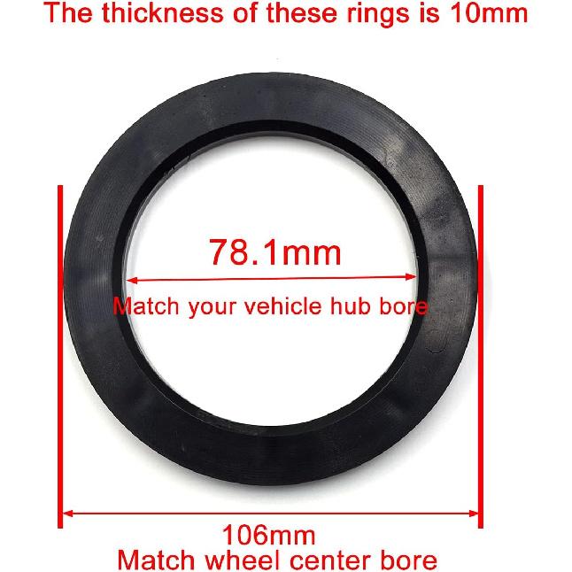 78.1 To 106 Hub Centric Rings, Black Plastic Hubcentric Rings Compatible With Chevy Silverado Tahoe GMC Sierra 1500 Yukon XL, Pack Of 4