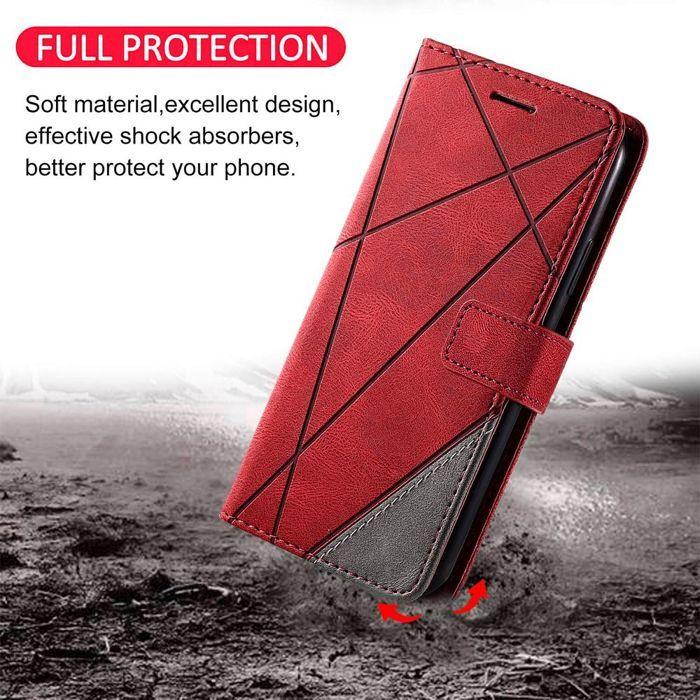 Coque de Protection - BOOLING - Samsung Galaxy A17 4G/5G - Antichoc Effet Cuir Rouge - 2 Vitres