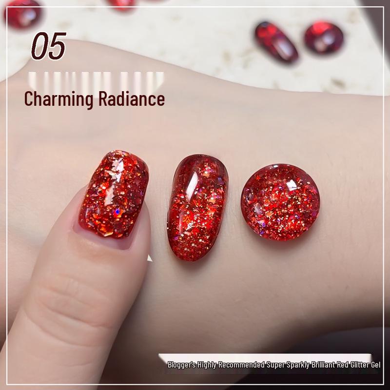 Super Flash Dark Night Rose Red Diamond Gel: Versatile Red Glitter Nail Art for Autumn/Winter