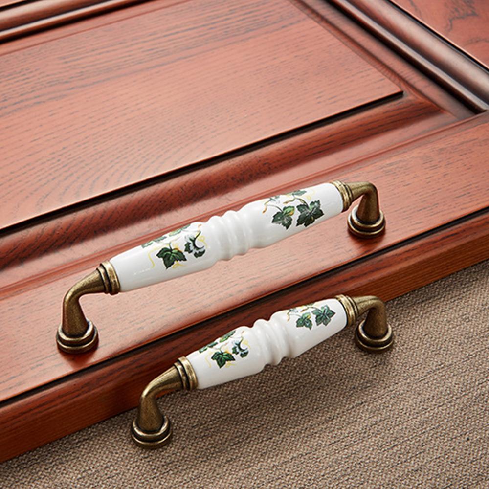 Vintage Ceramic Cabinet Handle Rural Drawer Handles Drawer Cabinet Pulls Zinc Alloy Kitchen Pull Knobs