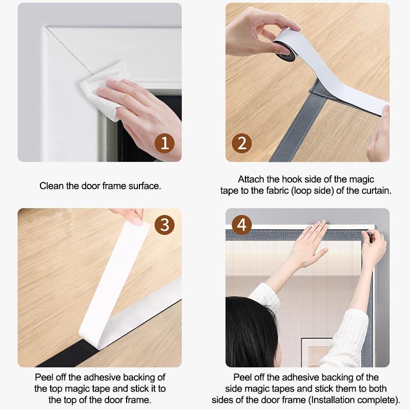 Anti-Mosquito Door Screen Magnetic Auto-closing Door Curtain Self-adhesive Anti-Fly Insect Door Net Mosquito-proof Mesh
