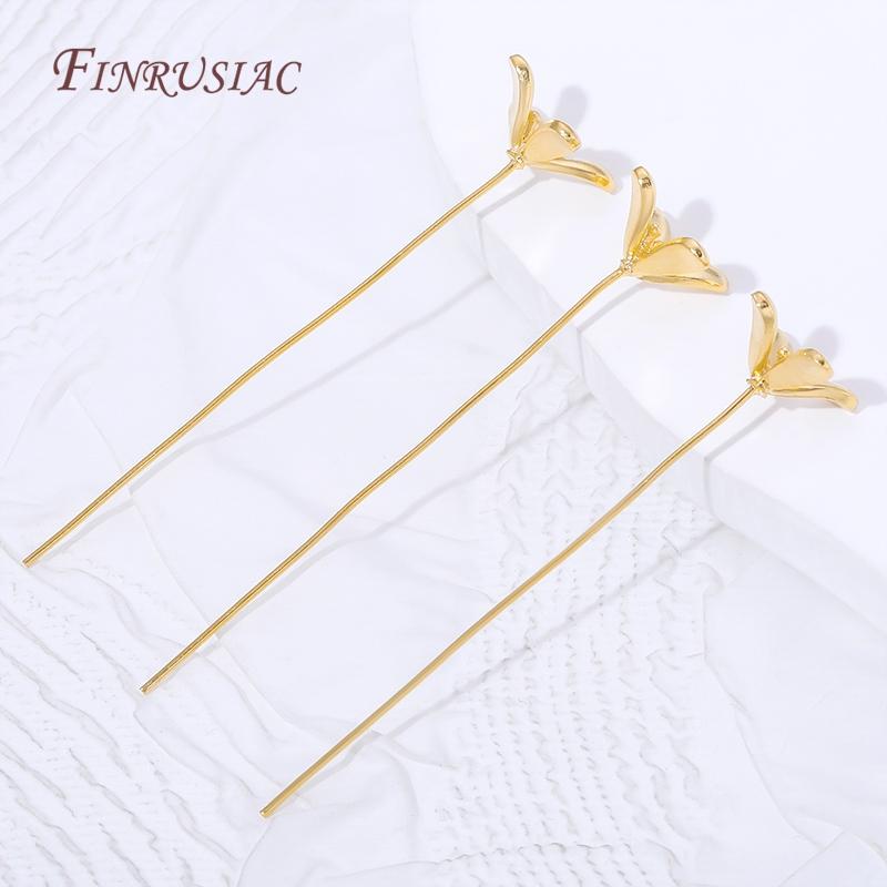 18K Gold Plated Head Pins DIY Earrings Findings,Brass Flower Head Pins For Jewelry Making Supplies Accessories