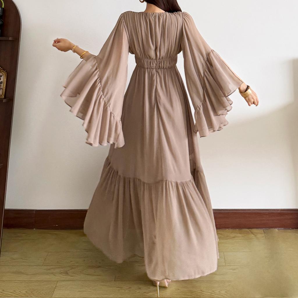 Light luxury 2026 summer new simple high-end fashion casual solid color irregular V-neck sexy dress women