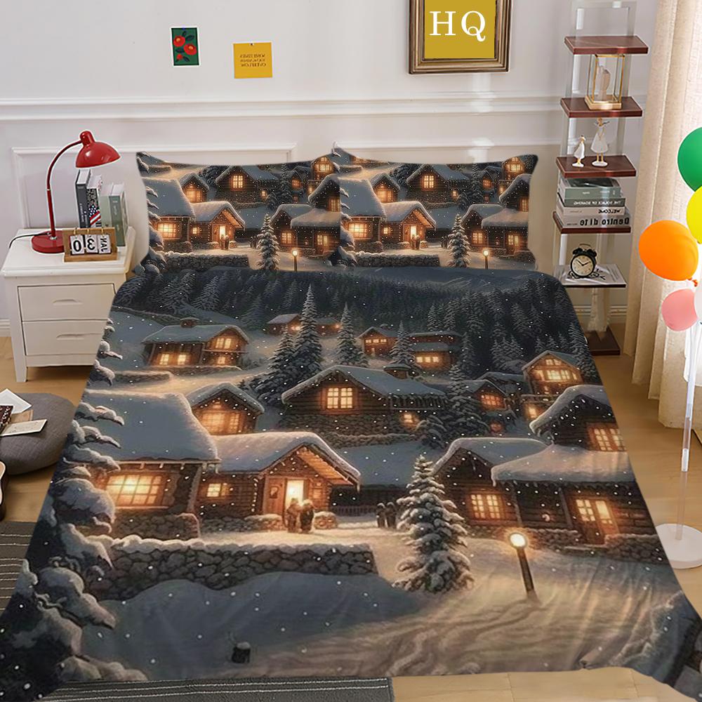 Crăciun Imprimat Home Lenjerie Queen Size Poliester Lenjerie de pat Copii Cuverturi Drăguțe de Înaltă Calitate