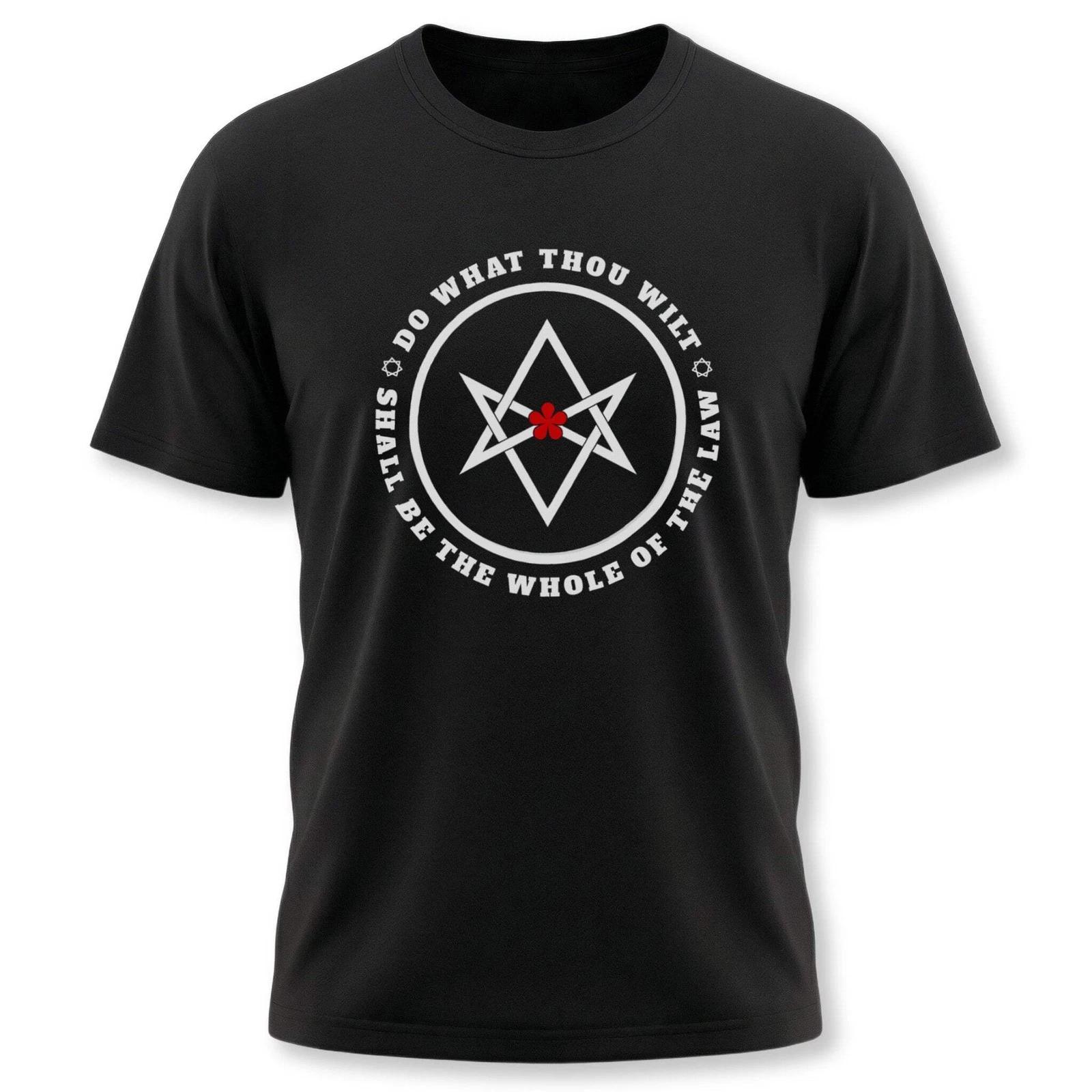 Unicursal Hexagram T-Shirt | Do What Thou Wilt Text and Graphic Tee Shirt M