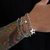 Ingemark 4 Stück/Set Vintage Hohl Pentagramm Anhänger Armband Herren Trend Punk Metall Verstellbar Ästhetik Armbänder Partner Schmuck