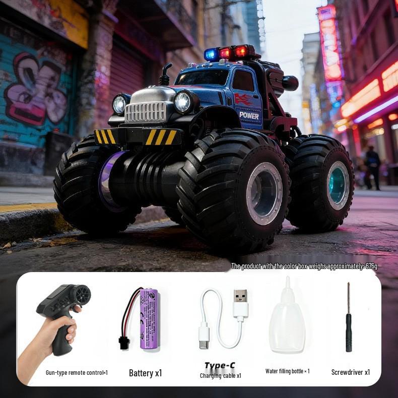 Cross-Country Big Foot RC Off-road Stunt Car with Spray Lights & Gear Shifting - Drop-Resistant Children's Toy