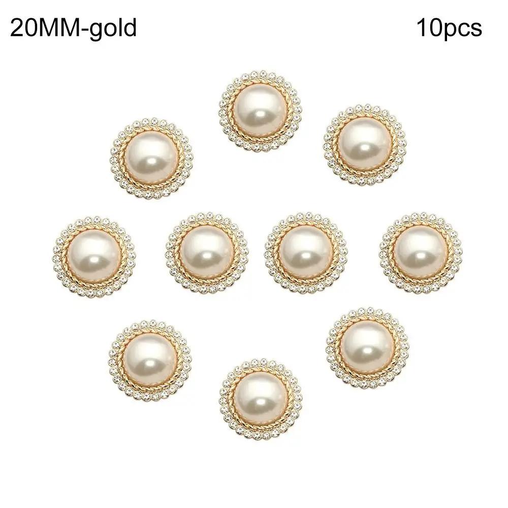 10Pcs Handmade Sewing Button Needlework Sewing Accessories Shiny Rhinestone Pearl Clothing Buttons Shirt Buttons
