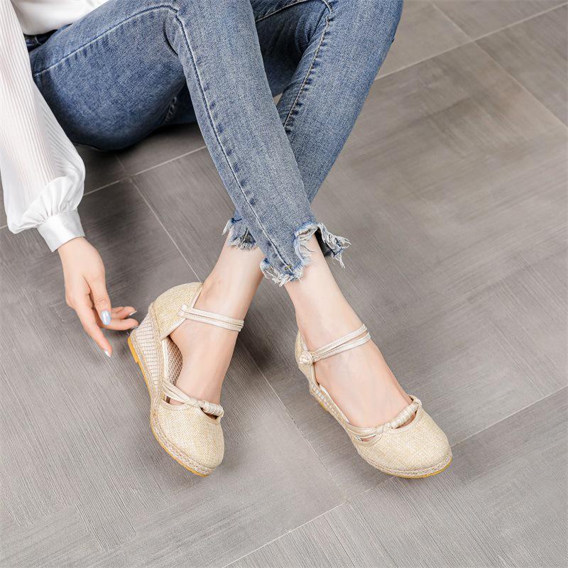 

Women s Summer 2025 Slope Heel Roman Sandals - European & American Style 36 бежевый